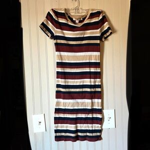 Forever 21 multicolored striped fitted body con short sleeve dress size Medium